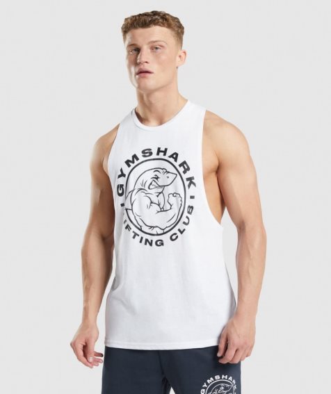 Podkoszulki Gymshark Legacy Drop Arm Męskie Białe | PL 879QET